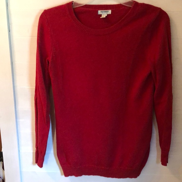 red crew neck sweater
